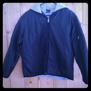 Nike black puffy hooded jacket fleece lined M(8-10